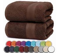 NatureMark Premium Toallas de baño 100% algodón, Suaves, duraderas, con asa para Colgar - Pack de 2, 100x150cm, Color Marrón Chocolate