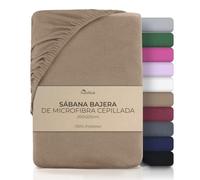 NatureMark Sábana Bajera 200x220 cm Microfibra - Sábana Elástica Suave, para Cama Box y Cama de Agua, Altura 40 cm, Transpirable, Secado Rápido, Arena/Beige
