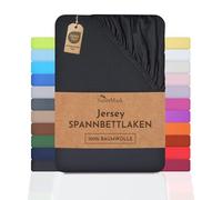 NatureMark Sábana Bajera Ajustable de Jersey, 100% algodón en Muchos tamaños y Colores, 140 x 200 cm - 160 x 200 cm, Negro