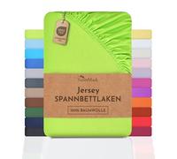 NatureMark Sábana Bajera Ajustable de Jersey, 100% algodón en Muchos tamaños y Colores, 180 x 200 cm - 200 x 200 cm, Manzana Verde