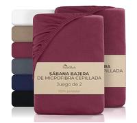 NatureMark Sábana bajera ajustable de microfibra, 2 unidades, suave, transpirable y fácil de limpiar, hipoalergénica, de secado rápido y estable, 180 x 200 cm, color burdeos