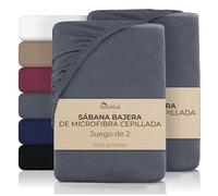NatureMark Sábana bajera ajustable de microfibra, 2 unidades, suave, transpirable y fácil de limpiar, hipoalergénica, de secado rápido y estable, 180 x 200 cm, gris antracita