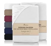 NatureMark Sábana bajera ajustable de microfibra, 2 unidades, suave, transpirable y fácil de limpiar, hipoalergénica, de secado rápido y estable, 90 x 200 cm, color blanco