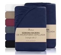 NatureMark Sábana bajera ajustable de microfibra, 2 unidades, suave, transpirable y fácil de limpiar, hipoalergénica, de secado rápido y estable, 90 x 200 cm, azul marino