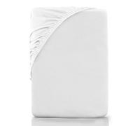 NatureMark Sábana bajera ajustable de microfibra cepillada, 100% poliéster, color blanco, 180 x 200 cm