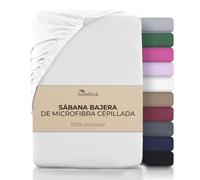 NatureMark Sábana Bajera Ajustable de Microfibra, Suave y Transpirable, fácil de Limpiar, no Necesita Planchado, Colores Modernos, Color Blanco, 180 x 200 cm