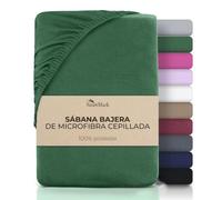 NatureMark Sábana Bajera Ajustable de Microfibra cepillada - Ultra Suave, Transpirable e hipoalergénica - Secado rápido, fácil Mantenimiento - Ajuste elástico - 180x200 cm Verde Oscuro