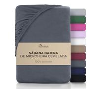 NatureMark Sábana Bajera Ajustable de Microfibra cepillada - Ultra Suave, Transpirable e hipoalergénica - Secado rápido, fácil Mantenimiento - Ajuste elástico - 180x200 cm Gris Antracita