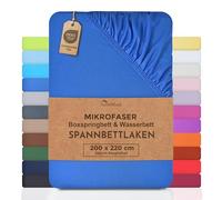 NatureMark Sábana bajera ajustable de microfibra para cama con somier y cama de agua, 200 x 220 cm, altura de 40 cm, 100 % poliéster, azul real