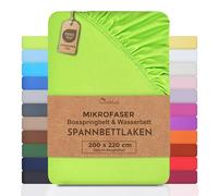 NatureMark Sábana bajera ajustable de microfibra para cama con somier y cama de agua, 200 x 220 cm, altura de 40 cm, 100 % poliéster, verde manzana