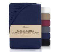 NatureMark Sábana bajera ajustable de microfibra, suave, transpirable y fácil de limpiar, hipoalergénica, de secado rápido y estable, 140 x 200 cm, azul marino
