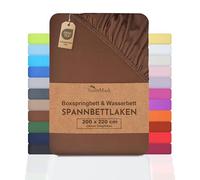 NatureMark Sábana bajera básica para cama con somier y cama de agua, 200 x 220 cm, altura de 40 cm, sábana bajera ajustable de 200 x 220 cm, 100% algodón, color marrón chocolate