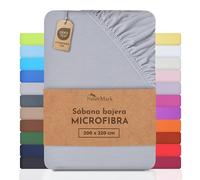 NatureMark - Sábana Bajera Ajustable de Microfibra Tamaños, Precio Especial! 100% Poliéster, Gris Plata 200 x 220 cm