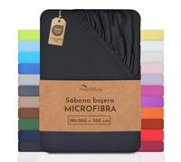 NatureMark - sábanas bajeras de Microfibra a Precio de ganga! Muchos tamaños y Colores de Marca (180x200-200x200 cm, Negro)