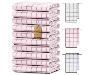 NatureMark Set de 10 paños de Cocina 50x70 cm - 100% algodón, absorbentes y Resistentes - Paños de Cocina para Uso doméstico y Profesional, Incluye E-Book, Color: Rojo