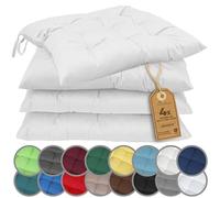 NatureMark Set de 4 Cojines para Sillas con Lazos 40x40 cm - Cojín de Asiento Relleno para Cocina, Jardín y Terraza - Color Blanco