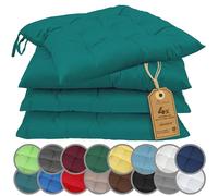 NatureMark Set de 4 Cojines para Sillas con Lazos 40x40 cm - Cojín de Asiento Relleno para Cocina, Jardín y Terraza - Color Petróleo