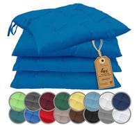 NatureMark Paquete de 4 Cojines para Silla con Lazos, tamaño 40x40 cm, cojín de Asiento Relleno, Azul Real