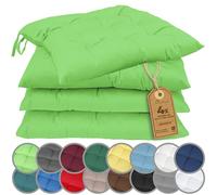 NatureMark Set de 4 Cojines para Sillas con Lazos 40x40 cm - Cojín de Asiento Relleno para Cocina, Jardín y Terraza - Color Verde Manzana