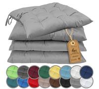 NatureMark Paquete de 4 Cojines para Silla con Lazos, tamaño 40x40 cm, cojín de Asiento Relleno, Gris Plata