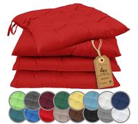 NatureMark Set de 4 Cojines para Sillas con Lazos 40x40 cm - Cojín de Asiento Relleno para Cocina, Jardín y Terraza - Color Rojo