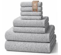 NatureMark Set de Toallas 8 Piezas 100% algodón - 4 Toallas de Invitados, 2 Toallas de Cara, 2 Toallas de baño, Juego de baño, Gris Plateado - 30x50, 50x100, 70x140 cm