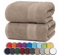 NatureMark Toallas de baño suaves, duraderas, 100% algodón, con lazo para colgar, 2 unidades, 100 x 150 cm, arena/beige