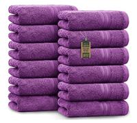 NatureMark Toallas de Invitado - Pack de 12 (30x50 cm), 100% Algodón, Certificación Oeko-Tex, Suaves, absorbentes y fáciles de cuidar - para baño, Invitados y SPA - Color Morado