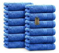 NatureMark Toallas de Invitado - Pack de 12 (30x50 cm), 100% Algodón, Certificación Oeko-Tex, Suaves, absorbentes y fáciles de cuidar - para baño, Invitados y SPA - Color Azul Real