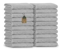 NatureMark Pack Ahorro de 20 Toallas para Invitados, 30 x 50 cm, 100% algodón, Color Gris Plateado