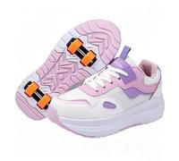 Naturepanda Zapatillas Deportivas con Ruedas para niños,2 en 1 Zapatillas con Ruedas,Zapatillas Ruedas,Zapatillas Patines NiñA,para Senderismo,Patinaje,Deportes Al Aire Libre,Ligero y Transpirable