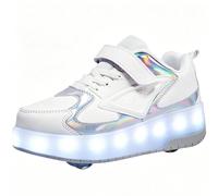 Naturepanda Zapatos de Dos Ruedas Luminosas para Niños,Patines con Ruedas LED Brillantes,Zapatillas con Ruedas,Zapatillas Patines,Recargables por USB,2 en 1 Modo Caminar y Modo Patinar,Transpirable