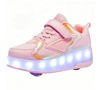 Naturepanda Zapatos de Dos Ruedas Luminosas para Niños,Patines con Ruedas LED Brillantes,Zapatillas con Ruedas,Zapatillas Patines,Recargables por USB,2 en 1 Modo Caminar y Modo Patinar,Transpirable