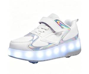 Naturepanda Zapatos de Dos Ruedas Luminosas para Niños,Patines con Ruedas LED Brillantes,Zapatillas con Ruedas,Zapatillas Patines,Recargables por USB,2 en 1 Modo Caminar y Modo Patinar,Transpirable