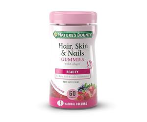 Nature's Bounty | Pelo, Piel y Uñas con Colágeno Gummies | Frutas del Bosque | Con Biotina, Zinc, Vitamina C y E | Belleza desde el Interior | Suplemento Diario para Mujeres y Hombres | 60 Gominolas