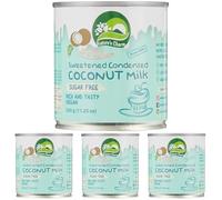 NATURE'S CHARN Leche de coco espesa y endulzada sin azúcar - Leche condensada vegana - óptimo para postres y repostería - 1 x 320 g (Paquete de 4)