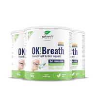 Nature's Finest OK!Breath, Fórmula Natural 6 en 1 para Aliento Fresco y Duradero con DigeZyme®, Elimina Mal Aliento y Mejora la Higiene Bucal, 3 x 150 g