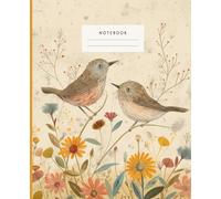 Nature's Harmony Notebook: Immerse yourself in the beauty of nature with this elegant notebook featuring two delicate birds perched amidst vibrant wildflowers.