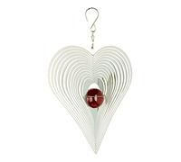 NATURE'S MELODY 4041678005566 - Cosmo windspiel, Grande, Cerca de 8 Pulgadas / 20 cm, corazón, Plata