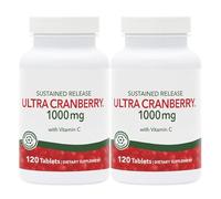 Natures Plus Ultra Cranberry 1000 mg | Pack 2 x 120 Comprimidos | Liberación Prolongada | Arándano Rojo con Vitamina C | Apoyo Vías Urinarias y Salud Íntima | Apto para Veganos | Sin Gluten