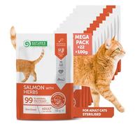 Nature's Protection Comida húmeda para gatos esterilizados, sin cereales, con salmón y hierbas, alimento húmedo para gatos hipoalergénico para una digestión saludable y control de peso (22 x 100 g)