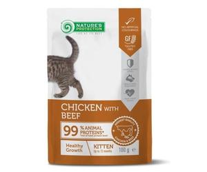 Nature's Protection Kitten Pollo con Vacuno Pouch Gatos 100 gr
