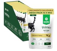 Nature's Protection Prime Húmedo para Gatitos, Pollo y Pavo 12 x 85 g | Alta digestibilidad y apoyo al crecimiento sano, Hipoalergénico, Trozos en salsa, Aceite de salmón y omega-3, Uso diario