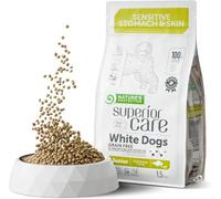 Nature's Protection Superior Care Comida para Perros Blancos Jóvenes - Pienso Hipoalergénico para Perros con Pescado Blanco, Rico en Proteínas, Omega 3 y 6 - Antimanchas Lagrimales, 1,5 Kg