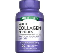Nature's Truth Cápsulas de péptidos de colágeno múltiple | Tipos I, II, III, IV, V, VII, VIII, X, XII y XXII | 2000 mg | 90 unidades | Apto para dieta cetogénica | Suplemento sin OMG y sin gluten