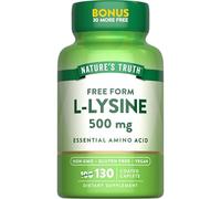 Nature's Truth L-lisina 500 mg | 130 cápsulas | Forma libre | Aminoácido esencial | Suplemento sin OMG y sin gluten