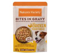 Nature's Variety Bites in Gravy Mini - Trozos en salsa para perros de raza pequeña - Pollo y verduras - Cantidad: 12 x 100 g