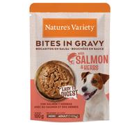 Nature's Variety Bites in Gravy Mini - Trozos en salsa para perros de raza pequeña - Salmón y hierbas - Cantidad: 12 x 100 g
