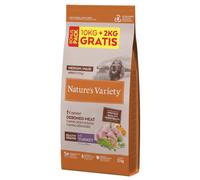 Nature's Variety Healthy Grains Medium/Maxi 10 + 2 kg GRATIS - Pienso para perro adulto mediano o grande - Pavo