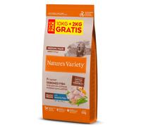 Nature's Variety Healthy Grains Medium/Maxi - Pienso para perros adultos medianos o grandes - Pescado blanco - Cantidad: 10 + 2 kg GRÁTIS